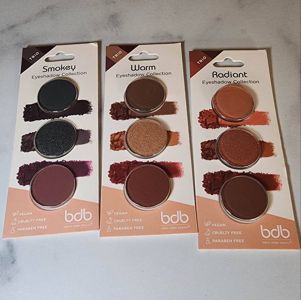 Billion Dollar Beauty Eyeshadow Trio Sets | Smokey | Warm | Radiant- New